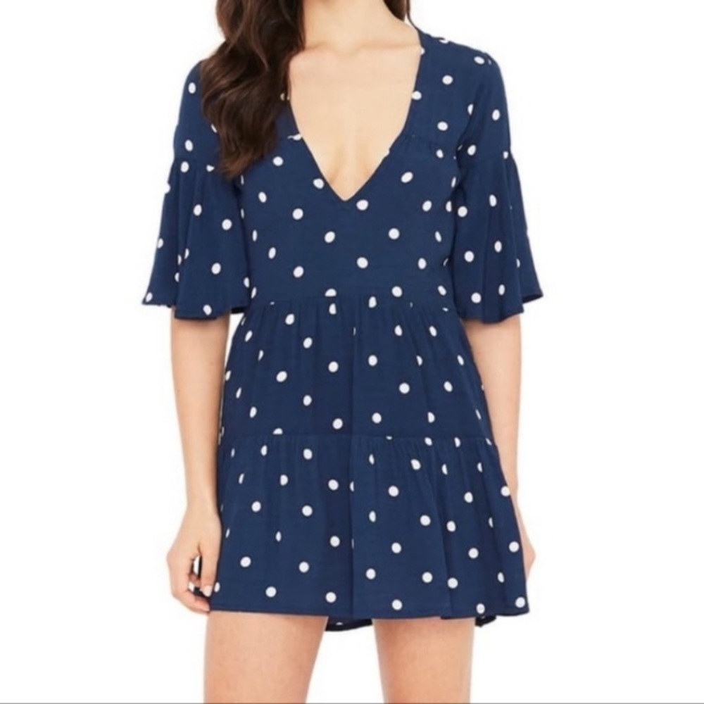 Faithfull The Brand Fresa Ronda Dot dress navy size 4